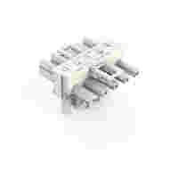 T-distribution connector; 5-pole; Cod. A; 1 input; 2 outputs; 3 locking levers; for flying leads; white
