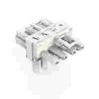 T-distribution connector; 4-pole; Cod. A; 1 input; 2 outputs; 2 locking levers; white