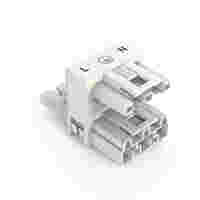 h-distribution connector; 3-pole; Cod. A; 1 input; 2 outputs; outputs on both sides; 2 locking levers; white