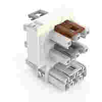 Distribution connector for switches; Single-pole switch and series circuit; 3-pole; Cod. A/S; 1 input; 5 outputs; white
