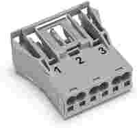 WINSTA® through-panel socket (female); snap-in; 1/2/3 marking; 3-pole; gray