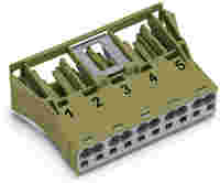 WINSTA® through-panel socket (female); snap-in; 1/2/3/4/5 marking; 5-pole; light green