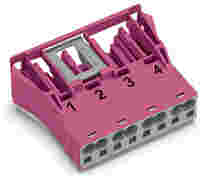 WINSTA® through-panel socket (female); snap-in; 1/2/3/4 marking; 4-pole; pink