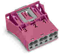 WINSTA® through-panel plug (male); snap-in; 1/2/3 marking; 3-pole; pink