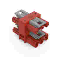 WAGO 3-way distribution connector; 3-pole; Cod. P; 1 input; 3 outputs; 2 locking levers; red