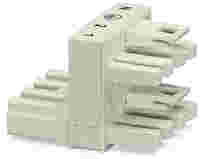 h-distribution connector; 4-pole; Cod. A; 1 input; 2 outputs; outputs on one side; 2 locking levers; white