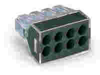 PUSH WIRE® connector for junction boxes; for solid and stranded conductors; max. 2.5 mm²; 8-conductor; transparent housing; dark gray cover; Surrounding air temperature: max 60°C; 2,50 mm²; transparent