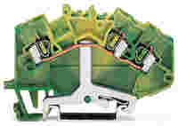Ground terminal block; angled; rail mount; 3-conductor; 5 mm wide; green-yellow