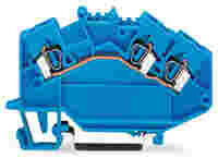 Feedthrough terminal block; angled; rail mount; 3-conductor; 5 mm wide; blue