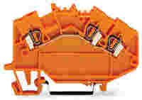 Feedthrough terminal block; angled; rail mount; 3-conductor; 5 mm wide; orange