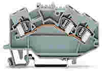 Feedthrough terminal block; angled; rail mount; 3-conductor; 6 mm wide; gray