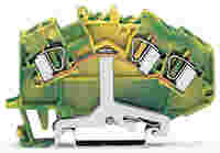 Ground terminal block; angled; rail mount; 3-conductor; 6 mm wide; green-yellow