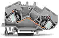 Feedthrough terminal block; angled; rail mount; 2-conductor; 12 mm wide; gray
