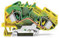 Ground terminal block; angled; rail mount; 2-conductor; 12 mm wide; green-yellow