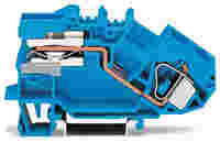WAGO Power distribution disconnect terminal block; angled; rail mount; 1-conductor; 12 mm wide; blue