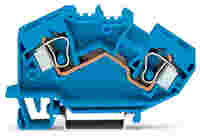 Feedthrough terminal block; angled; rail mount; 2-conductor; 10 mm wide; blue