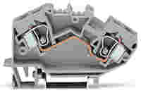 Feedthrough terminal block; angled; rail mount; 2-conductor; suitable for Ex e II applications; 10 mm wide; gray