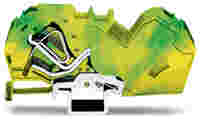 Ground terminal block; angled; rail mount; 2-conductor; with integrated end plate; 16 mm wide; green-yellow