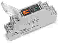 WAGO Relay module; Nominal input voltage: 230 VAC; 2 changeover contacts; Limiting continuous current: 8 A; with manual operation; Red status indicator; Module width: 18 mm; 2,50 mm²