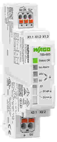 Ground resistance signaling module; Ground fault alarm via digital output; Supply voltage: 24 VDC; Module width: 18 mm