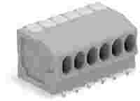 PCB terminal block; push-button; 1.5 mm²; Pin spacing 3.5 mm; 5-pole; Push-in CAGE CLAMP®; gray