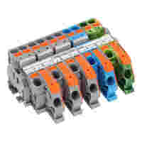 Three phase set; for power feed-in; with lever and push-button; 5-pole; End plates and Jumpers preassembled; multicoloured