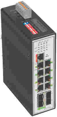 Industrial managed switch - Power over Ethernet; 8 - 10/100/1000 Mb/s RJ45 ports; 4 - 1000 Mb/s Fiber Optic ports; Extended temperature range