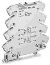 WAGO Optocoupler module; 2-port; Nominal input voltage: 24 VDC; Output voltage range: 9 … 60 VDC; Limiting continuous current: 0.1 A; 2-wire connection; Yellow status indicator; Module width: 6 mm; light gray