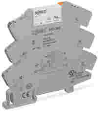 WAGO Relay module; Nominal input voltage: 230 V AC/DC; 1 changeover contact; Limiting continuous current: 6 A; with gold contacts; Yellow status indicator; Module width: 6 mm; 2,50 mm²; gray