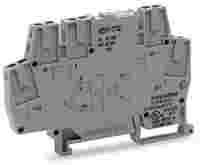 WAGO Optocoupler module; Nominal input voltage: 230 VAC; Output voltage range: 15 … 30 VDC; Limiting continuous current: 1 A; 3-wire connection/low-side switching; Red status indicator; Module width: 6 mm; gray