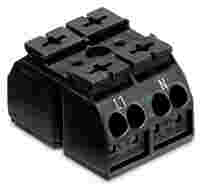 4-conductor chassis-mount terminal strip; without ground contact; L1-N; 2-pole; 1 snap-in foot per pole; 4 mm²; black