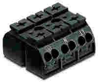 4-conductor chassis-mount terminal strip; without ground contact; PE-N-L1; 3-pole; 4 mm²; black