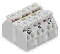 4-conductor chassis-mount terminal strip; without ground contact; PE-N-L1; 3-pole; for 3 mm ø screw and nut; 4 mm²; white