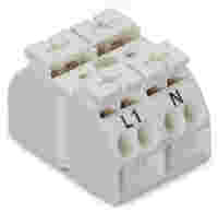 4-conductor chassis-mount terminal strip; without ground contact; L1-N; 2-pole; 1 snap-in foot per pole; 4 mm²; white