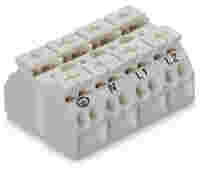 4-conductor chassis-mount terminal strip; without ground contact; PE-N-L1-L2; 4-pole; 1 snap-in foot per pole; 4 mm²; white