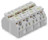 4-conductor chassis-mount terminal strip; without ground contact; PE-N-L1-L2; 4-pole; 4 mm²; white