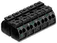 4-conductor chassis-mount terminal strip; without ground contact; L3-N-PE-L1-L2; 5-pole; 4 mm²; black