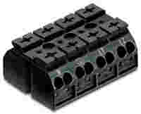 4-conductor chassis-mount terminal strip; without ground contact; N-PE-L1-L2; 4-pole; 4 mm²; black