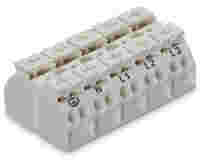 4-conductor chassis-mount terminal strip; without ground contact; L3-N-PE-L1-L2; 5-pole; 4 mm²; white