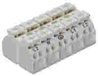 4-conductor chassis-mount terminal strip; without ground contact; L3-N-PE-L1-L2; 5-pole; 4 mm²; white