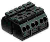 4-conductor chassis-mount terminal strip; without ground contact; 3-pole; 4 mm²; black