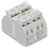 4-conductor chassis-mount terminal strip; without ground contact; 2-pole; 1 snap-in foot per pole; 4 mm²; white