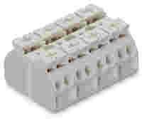 4-conductor chassis-mount terminal strip; without ground contact; 4-pole; 1 snap-in foot per pole; 4 mm²; white