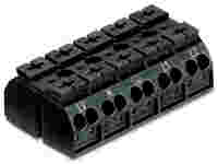 4-conductor chassis-mount terminal strip; with ground contact; L3-N-PE-L1-L2; 5-pole; 4 mm²; black