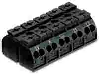 WAGO 4-conductor chassis-mount terminal strip; with ground contact; L3-N-PE-L1-L2; 5-pole; 4 mm²; black