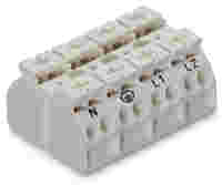 4-conductor chassis-mount terminal strip; with ground contact; N-PE-L1-L2; 4-pole; 1 snap-in foot per pole; 4 mm²; white