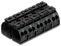 4-conductor chassis-mount terminal strip; with ground contact; PE-N-L1-L2-L3; 5-pole; 4 mm²; black
