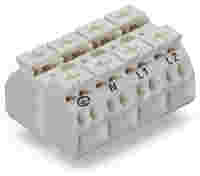4-conductor chassis-mount terminal strip; with ground contact; PE-N-L1-L2; 4-pole; 4 mm²; white