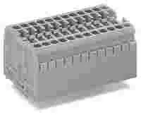 WAGO 2-conductor terminal strip; without push-buttons; with snap-in mounting feet; 12-pole; for plate thickness 0.6 - 1.2 mm; Fixing hole 3.5 + 0.1 mm Ø; 2.5 mm²; CAGE CLAMP®; light gray