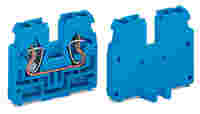 2-conductor end terminal block; without push-buttons; suitable for Ex i applications; with fixing flange M3; 1-pole; for screw or similar mounting types; Fixing hole 3.2 mm Ø; 2.5 mm²; CAGE CLAMP®; blue